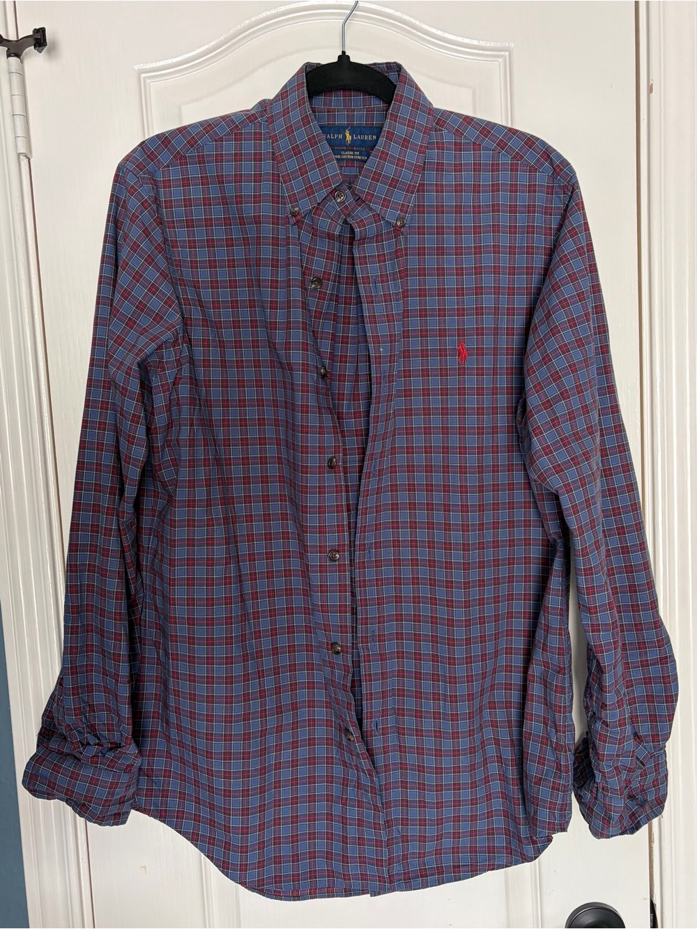 Polo by Ralph Lauren Men's Navy and Red Plaid Button-Down Shirt